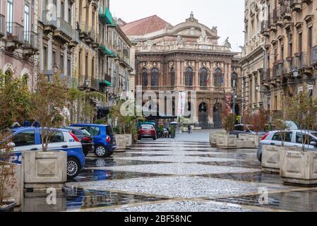 Teatro Massimo Bellini Opernhaus in Catania, zweitgrößte Stadt der Insel Sizilien in Italien Stockfoto