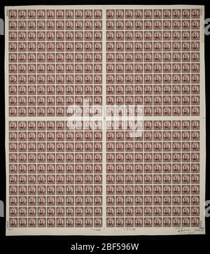 12c Grover Cleveland, plattenfest. Zertifizierte Plattenproofs sind der letzte gedruckte Proof der Platte vor dem Druck der Stempel im Büro für Gravur und Druck. Diese Plattenproofs sind jeweils eindeutig, mit den Genehmigungsunterschriften und dem Datum. Stockfoto