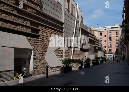 Architektur der 1990er Jahre Alter und neuer Markt Santa Caterina, Barri Gotic, Ciutat Vella, Barcelona, Spanien EMBT Architekten Enric Miralles Benedetta Tagliabue Stockfoto