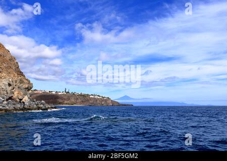 Felsen am Ufer an der Küste der Insel La Gomera, Kanarische Inseln, Spanien Stockfoto