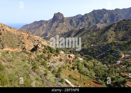 Bunte Häuser in Guaidil in der Nähe Vallehermoso Stadt und Tal auf der Insel La Gomera, Kanarische Inseln in Spanien Stockfoto