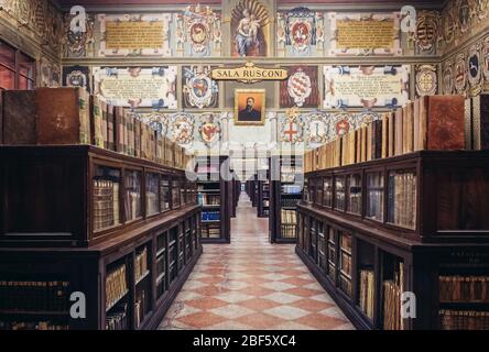 Archiginnasio Stadtbibliothek in Bologna, Hauptstadt und größte Stadt der Emilia Romagna Region in Norditalien Stockfoto