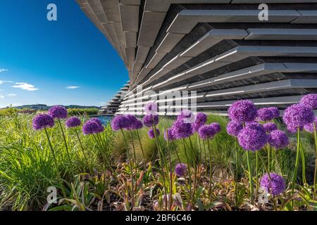 Discovery Point; Dundee mit V&A Museum und Oor Wullie; Stockfoto