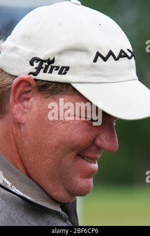 Der legendäre PGA Tour Spieler John Daly spielt Golf in Stockholm / Schweden, Arlandastad, Golfplatz, august 2007. Stockfoto