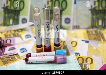 Euro-Geldschein als Symbol wirtschaftliche Rezession.. Stockfoto