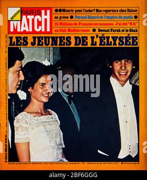 Titelseite der französischen Nachrichten- und Volkszeitschrift Paris-Match, Nr. 1313, Tochter des französischen Präsidenten der Republik, Valerie-Anne, nimmt an der Party im Elysee-Palast Teil,1974, Frankreich Stockfoto