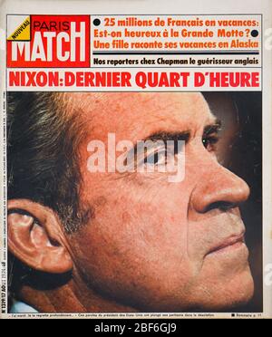 Titelseite der französischen Nachrichten- und Volkszeitschrift Paris-Match, Fall Watergate, Geständnisse von US-Präsident Richard Nixon, Nr. 1319, 1974, Frankreich Stockfoto