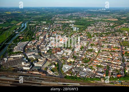 , Stadtzentrum von Hamm mit Hauptbahnhof, 09.05.2016, Luftaufnahme, Deutschland, Nordrhein-Westfalen, Ruhrgebiet, Hamm Stockfoto