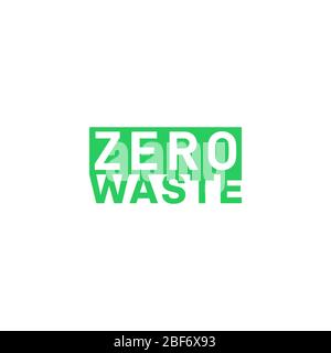 Null Abfall grün rectagle Titel. Öko-Label, grünes Emblem. Vektorgrafik. Stock Vektor