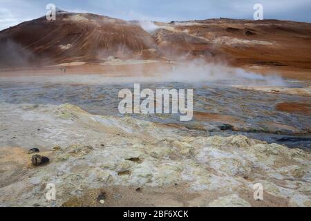 Geothermiegebiet Insel Hverir, Hveraroend, Myvatn-aera, Island Stockfoto