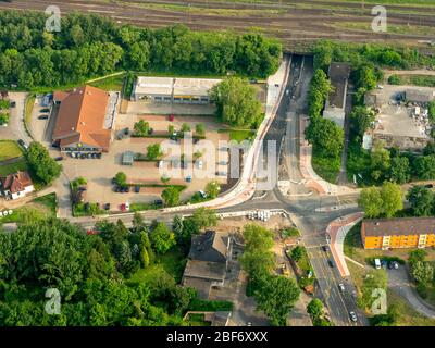 , Supermarkt Lidl und Quick Reifengeschäft Grimbergstraße in Gelsenkirchen, 26.05.2016, Luftaufnahme, Deutschland, Nordrhein-Westfalen, Ruhrgebiet, Gelsenkirchen Stockfoto