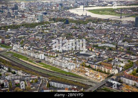 New City Quarters Derendorf und Le Quartier Central in Düsseldorf, 23.04.2016, Luftaufnahme, Deutschland, Nordrhein-Westfalen, Niederrhein, Düsseldorf Stockfoto