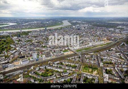 New City Quarters Derendorf und Le Quartier Central in Düsseldorf, 23.04.2016, Luftaufnahme, Deutschland, Nordrhein-Westfalen, Niederrhein, Düsseldorf Stockfoto