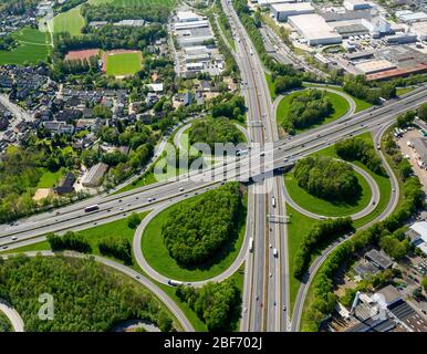 , Schnittpunkt Bochum A 40 - A43 in Bochum-Harpen, 09.05.2016, Luftaufnahme, Deutschland, Nordrhein-Westfalen, Ruhrgebiet, Bochum Stockfoto