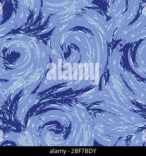 Vektor nahtlose Textur auf einem phantomblauen Hintergrund mit Aqua Menthe Blots und leichten Flecken von Aquarell. Ein Druck für Kleidung oder Geschenkpapier Stock Vektor