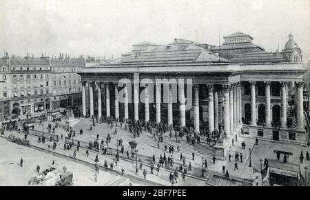 Vue generale sur la Place de la Bourse et le palais Brongniart a Paris (historische Pariser Börse) - Postkarte 1904 Ca Privatsammlung Stockfoto