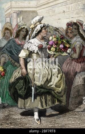 Portrait de Louise reine Audu dite la reine des Halles femme francaise, fruitiere a Paris, Heroine de la Revolution - le 5 octobre 1789 elle est a la Stockfoto
