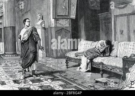 Antiquite romaine 'Jules Cesar (100-44 avant JC) lehnen Pompeia Sulla son epouse qui avait accueilli a son insue Clodius Pulcher chez elle 63 avant J Stockfoto