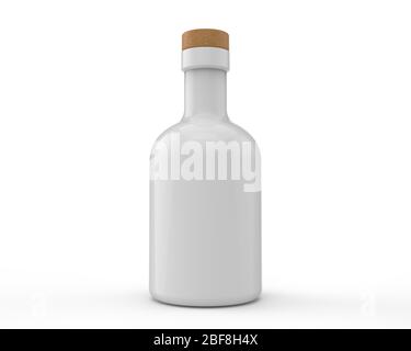 3d-Rendering, White Oil Flasche mit Holzdeckel Stockfoto