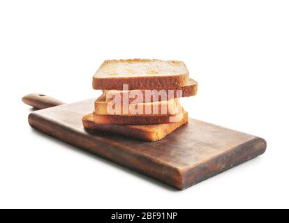 Scheiben Toastbrot auf weißem Hintergrund Stockfoto
