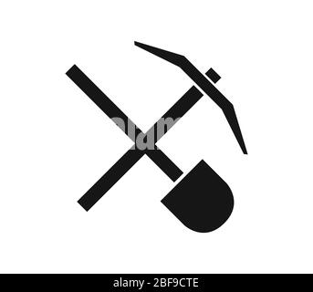 Pickaxe und Schaufel-Symbol in Vektor auf weißem Hintergrund dargestellt Stock Vektor