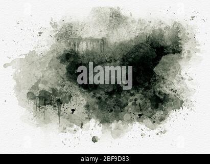 Aquarell schwarzer Hintergrund Stockfoto