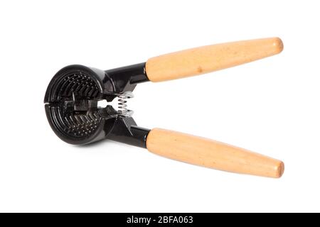 Nussknacker isoliert auf weißem Hintergrund. Stockfoto