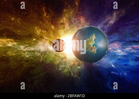 Sci-Fi Background - entdeckte erdähnlichen potenziell bewohnbaren Planeten mit flüssigem Wasser. Elemente dieses Bildes, die von der NASA bereitgestellt wurden Stockfoto