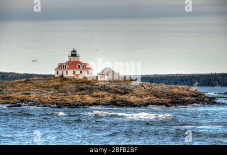 Egg Rock Leuchtturm in der Nähe von Bar Harbor, Maine. Stockfoto