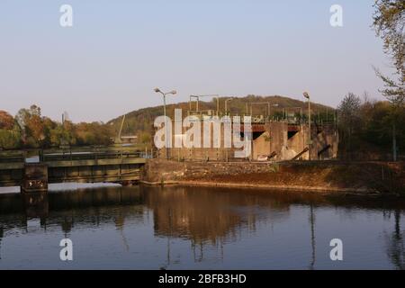 Blick auf die Ruhr bei Wickede an der Ruhr Stockfoto