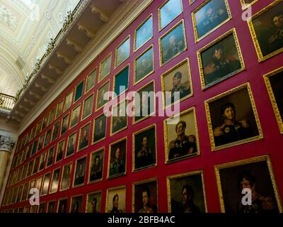 Porträts russischer Generäle in der Kriegsgalerie von 1812, Eremitage State Museum, St. Petersburg, Russische Föderation Stockfoto