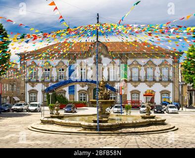 Braga, Portugal - 24. Juni 2017: Stadttag Braga Rathaus Camara Municipal Stockfoto