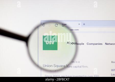 Los Angeles, Kalifornien, USA - 16. April 2020: Logo der USV-Website auf der Homepage. Usv.com Site close-up , illustrative Editorial Stockfoto