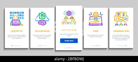 Hackathon Entwicklung Onboarding Elemente Icons Set Vector Stock Vektor