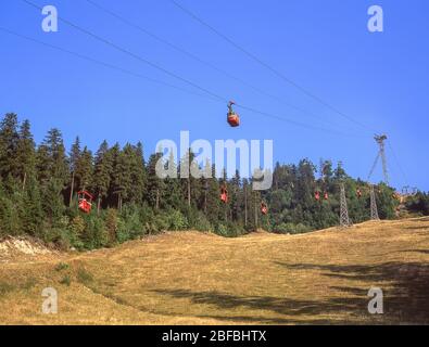 Seilbahn nach Cristianu Mare, Poiana Brasov, Brasov, Brasov County, Rumänien Stockfoto