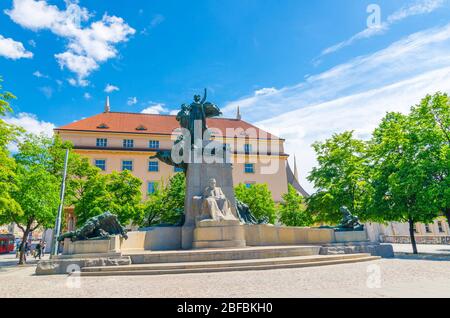 Frantisek Palacky Denkmal auf dem Palastplatz Palackeho namesti und Ministerium für Gesundheit Gebäude in Prag historischen Stadtzentrum, Tschechische Republik, Bohemi Stockfoto