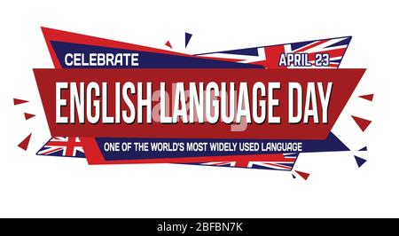 Englische Sprache Tag Banner Design auf weißem Hintergrund, Vektor-Illustration Stock Vektor