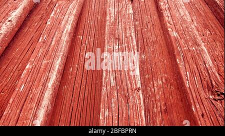 Vintage rot gefärbte Holzwand mit detaillierter Textur. Farbige Holzstruktur Hintergrund für Web-Design und Kunstdekoration. Stockfoto