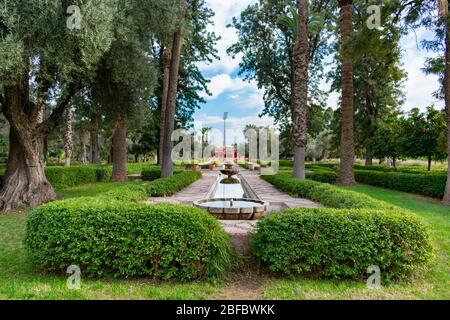 Wasserbrunnen im Parc El Harti in Marrakesch Marokko Stockfoto