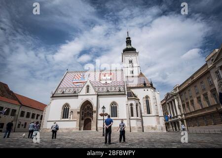 Zagreb Altstadt, Regierung und parlamentsgebäude, Hauptplatz, Markt. Stockfoto