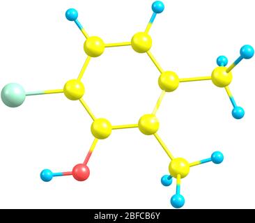 Chloroxylenol ist eine antimikrobielle chemische Verbindung mit breitem Spektrum, die zur Bekämpfung von Bakterien, Algen, Pilzen und Viren verwendet wird Stockfoto