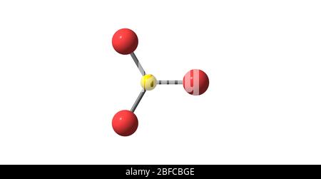 Schwefeltrioxid ist die chemische Verbindung mit der Formel SO3. In der gasförmigen Form ist diese Art ein erheblicher Schadstoff, da sie das Primärmittel i ist Stockfoto