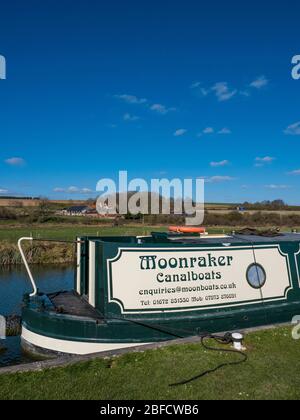 Moonraker Canal Boat, Narrowboat, Kennet und Avon Canal, Wiltshire, England, Großbritannien, GB. Stockfoto