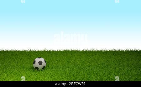 Fußball auf Rasen, 3D-Darstellung Rendering Stockfoto