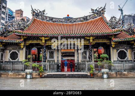 Altes taiwanesisches Familienhaus im Zentrum von Taichung, Taiwan Stockfoto