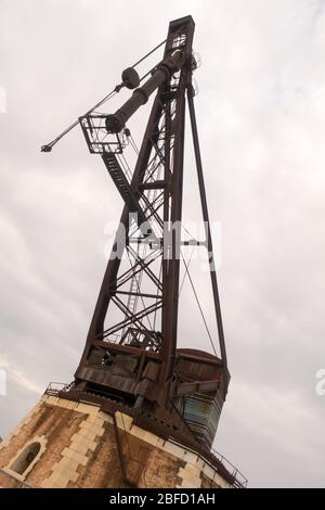 Der Armstrong Mitchell Hydraulikkran, der einzige seiner Art in der Welt mit seiner einzigartigen Nr. 2919, ist ein spektakuläres skulpturales Stück von engi Stockfoto