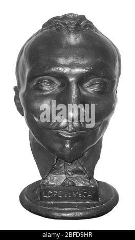 Lope de Vega Dramatiker Kopf, Gips Replik. Original von Antonio Herrera, 18. Jahrhundert. Schlüsselfigur im Goldenen Zeitalter der spanischen Literatur Stockfoto