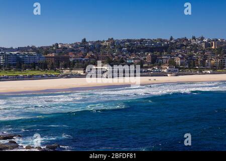 Bondi Beach während der COVID-Lockdowns in Sydney, Australien. Stockfoto