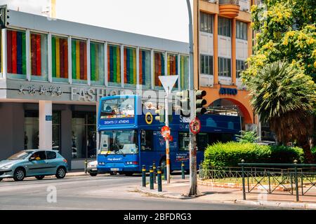 Athen, Griechenland - 6. August 2019: Stadtrundfahrt durch Athen Stockfoto