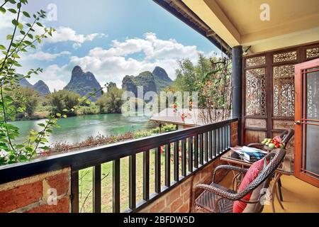 Yangshuo Mountain Retreat Zimmer, Yangshuo China Hotels Stockfoto